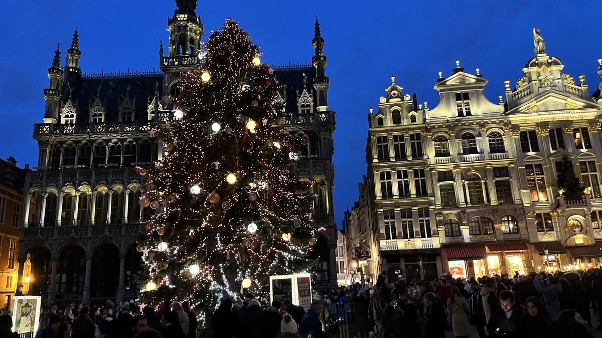 V Bruselu se otevřel vánoční trh, návštěvníky láká světelná show i kolotoče